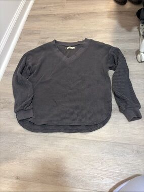 Madewell Charcoal Waffle Knit Pullover